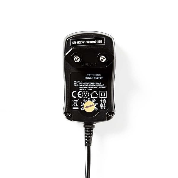 Nedis Universal AC strømadapter | 7.2 W | 3 - 12 V DC | 1.80 m | 1.0 A A | 6 plug(s) | Sort