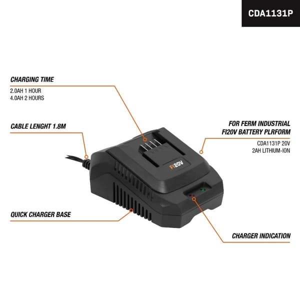 FERM CDA1131P 20V – hurtigoplader -  til CDA1132P - INDUSTRIAL
