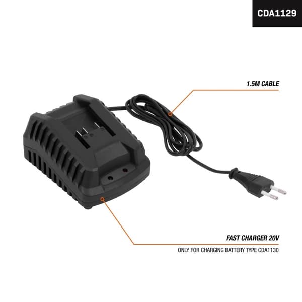 FERM CDA1129 Oplader – 20V - Til CDA1130 FERM - ACC