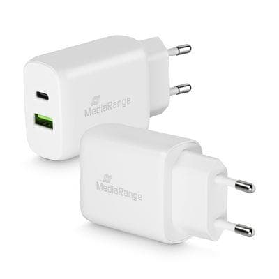 POWER ADAPTER USB/USB-C 25W/FAST MRMA112 MEDIARANGE Hvit