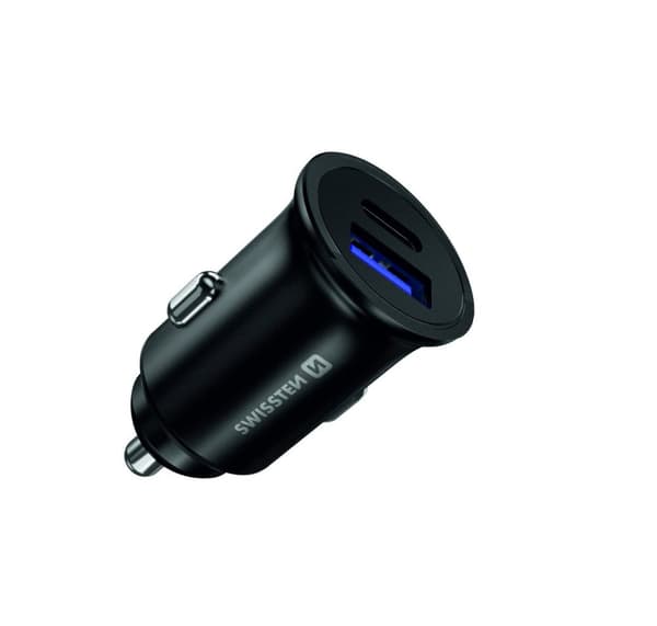 Swissten cl adaptér power delivery usb-c + quick charge 3.0 36w metal černý