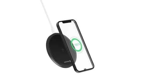 Bezvadu Lādētājs Swissten ar USB - USB-C kabeli 15W Melns