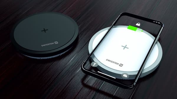 Bezvadu Lādētājs Swissten ar USB - USB-C kabeli 15W Melns