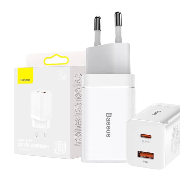 Baseus Super Si PD Wall Charger 30W /  1x USB-C / 1x USB