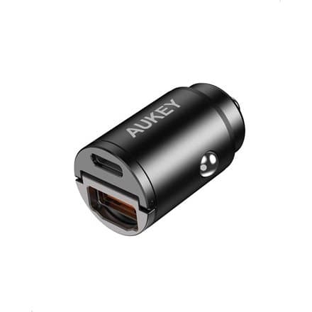 CC-A3 Mini aluminiowa ładowarka samochodowa 2xUSB (1xUSB C Power Delivery + 1xUSB A Quick Charge 3.0) 30W 6A Sort