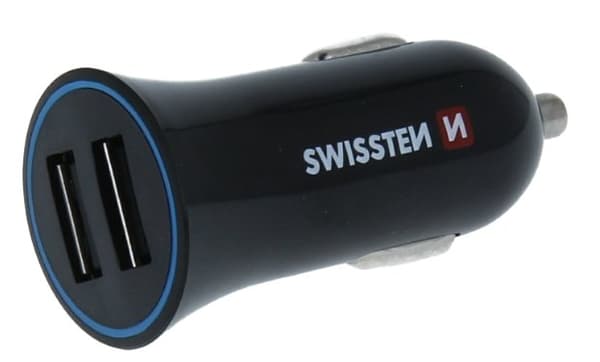 Swissten Cl Adaptér 2,4A Power 2X Usb + Kabel Usb-C Sort