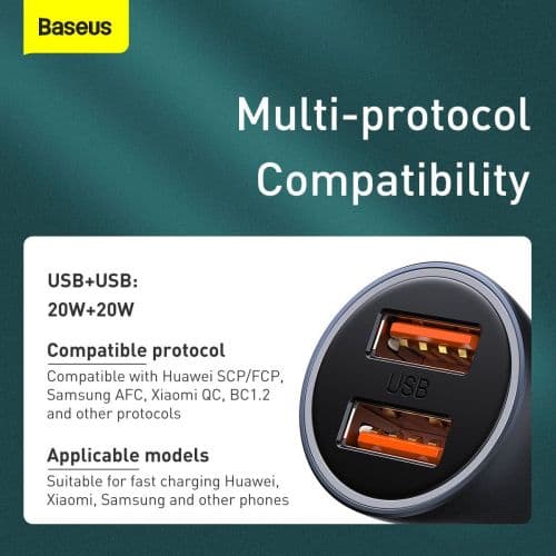 Baseus Golden Contractor Pro Car Charger USB / 40W