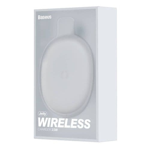 INCARCATOR wireless Baseus Jelly Qi 15W, compatibilitate smartphones, cablu Type-C la USB inclus, alb "WXGD-02" (timbru verde 0.18 lei) - 695315622370