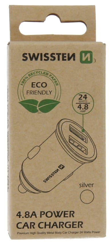 Swissten Eco Friendly Metal Premium Car charger 2 x USB 4.8A