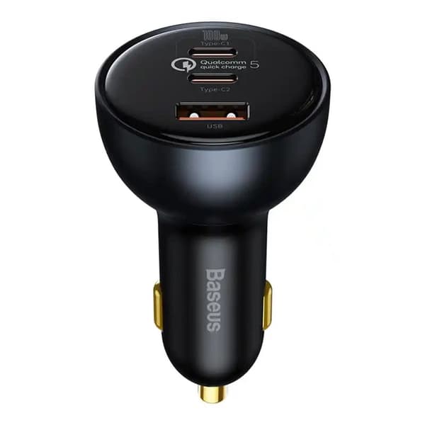 Baseus Car Charger Fast charger U+C+C, PD 3.0, QC 5.0, PPS, (with C+C cable 100W (20V/1.5A) 1m) 160W, Black (TZCCZM-0G)