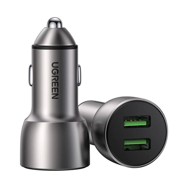INCARCATOR auto Ugreen, "CD213" 2 x USB Output 5V/3A QC3.0, total output 36W, pt. bricheta auto, gri "10144" (timbru verde 0.8 lei) - 6957303811441