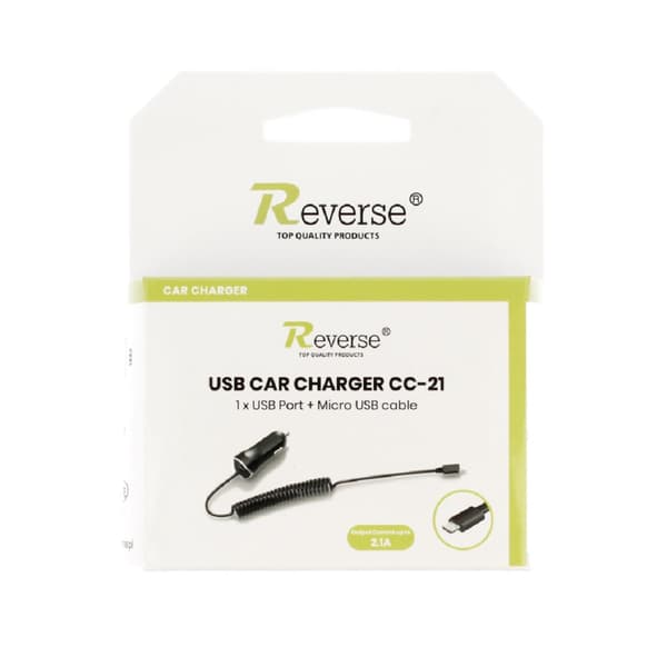 Reverse CC-21 Universal 2.1A Micro USB Cable 1.2m Car Charger For GPS / Mobile Phone / Tablet