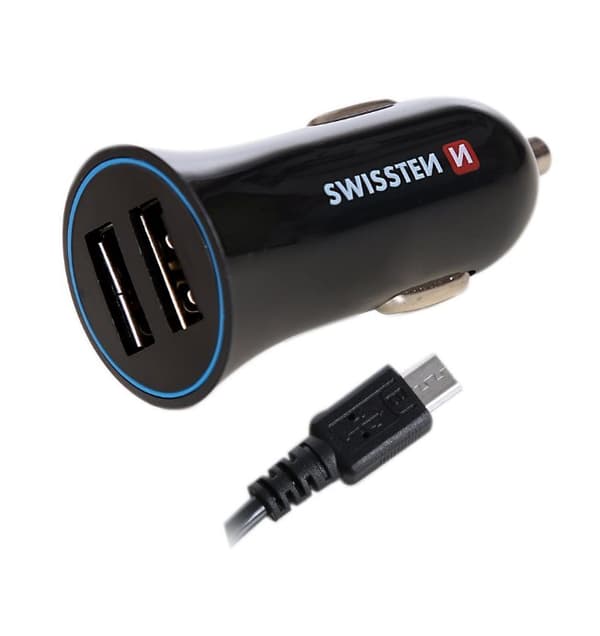Swissten Car charger 12V - 24V / 1A + 2.1A and Micro USB Cable 1.5m