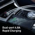 Miniatyrbillede 4 af 8: Baseus car charger with display, 2x USB, 4.8A, 24W (silver)