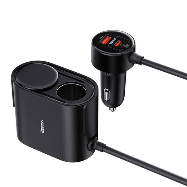 Lādētājs Baseus 1for2 Car 30W Black
