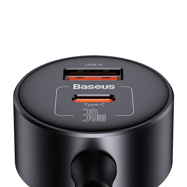 Lādētājs Baseus 1for2 Car 30W Black