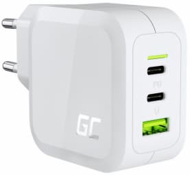Lādētājs Green Cell PowerGaN 65W USB-C PD Charger for laptops, MacBook, Tablets, and Smartphones Vit