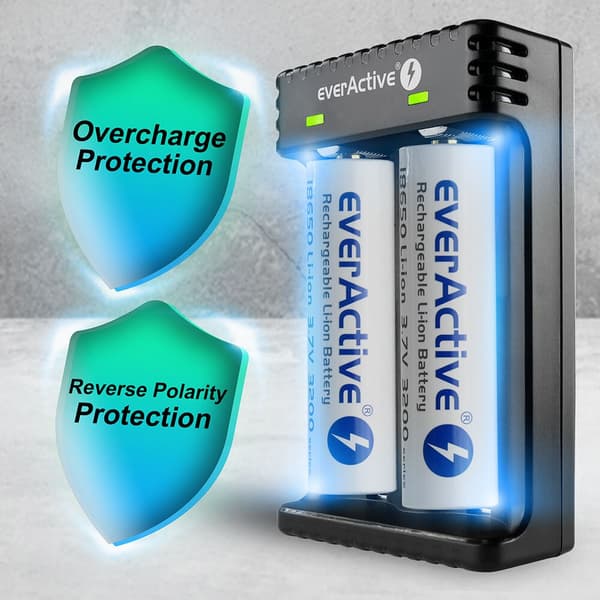 Laddare för cylindriska li-ion batterier everActive LC-200