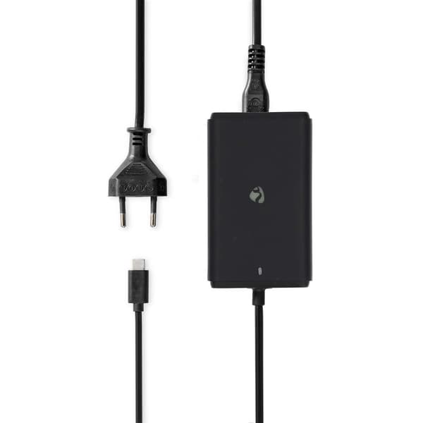 Nedis notebook-adapter | GaN | 45 W | 5 / 9 / 12 / 15 / 20 V DC | 2.25 / 2.33 / 2.92 / 3.0 A | Brugt til: Notebook / Smartphone / Tablet | Euro / Type