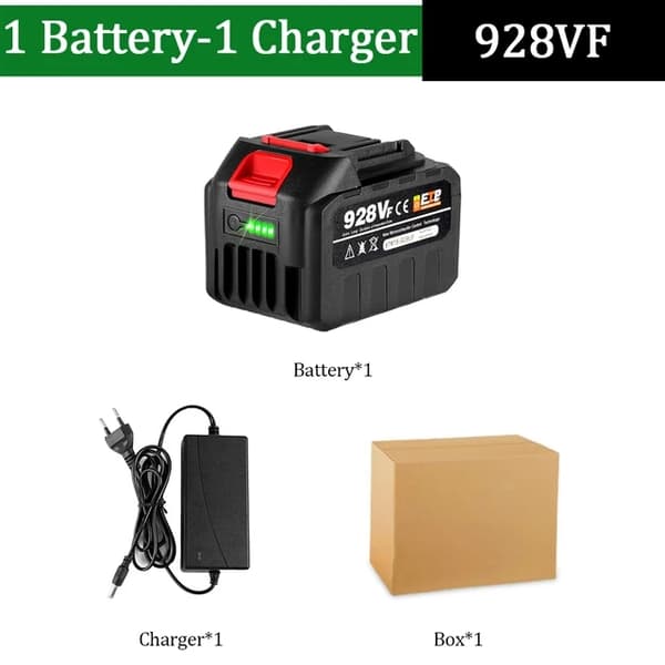 Genopladeligt Lithium Batteri, 20V, EU Stik, Batterikapacitetsindikator, 2x388VF-1 Oplader, 18V