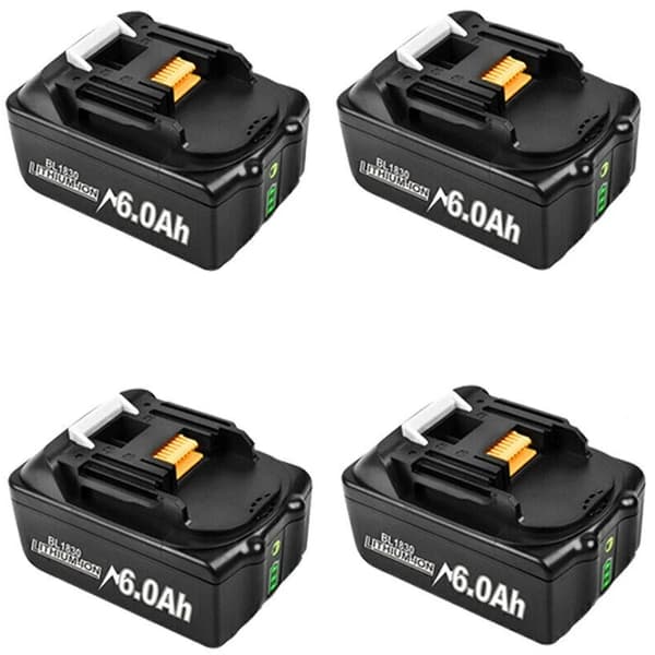 18V 6000mAh Li-Ion -akku Makitalle, kaksinkertainen laturi, älykkäät LED-merkkivalot,4 kpl 6,0