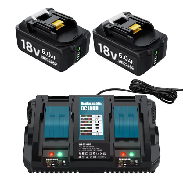 18V 6000mAh Li-Ion -akku Makitalle, kaksinkertainen laturi, älykkäät LED-merkkivalot,4 kpl 6,0
