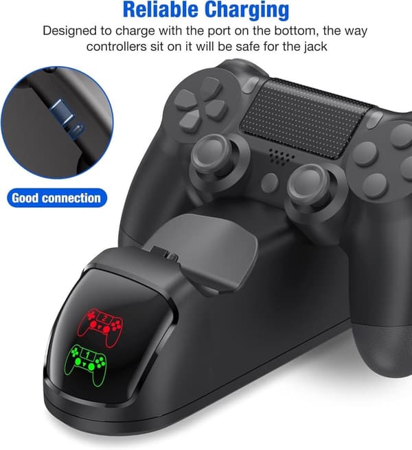 Dubbelladdningsstation för två PS4/PS4 Slim/PS4 Pro-handkontroller