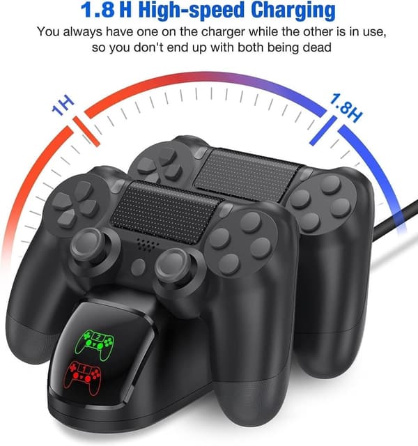 Dubbelladdningsstation för två PS4/PS4 Slim/PS4 Pro-handkontroller