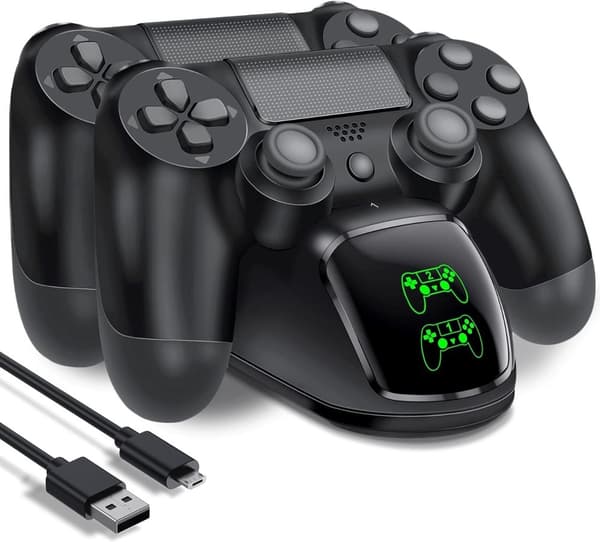 Dubbelladdningsstation för två PS4/PS4 Slim/PS4 Pro-handkontroller