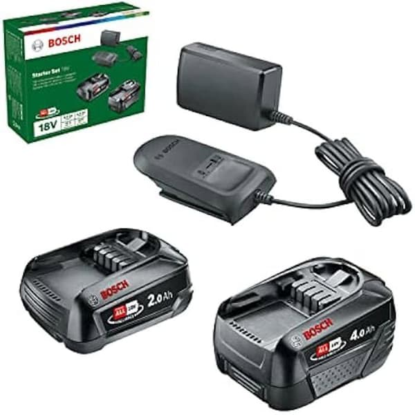 Startpaket 18 V - BOSCH - Hem och trädgård - 2x Li-ion-batterier - Laddare AL 18V-20 - Kompakt och lätt