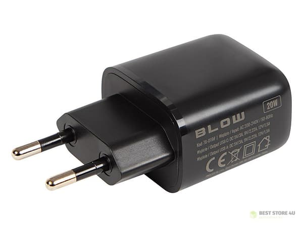 76-019# Vægoplader USB-stik + USB-C qc 20w