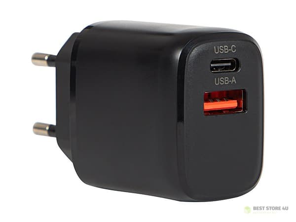 76-019# Vægoplader USB-stik + USB-C qc 20w