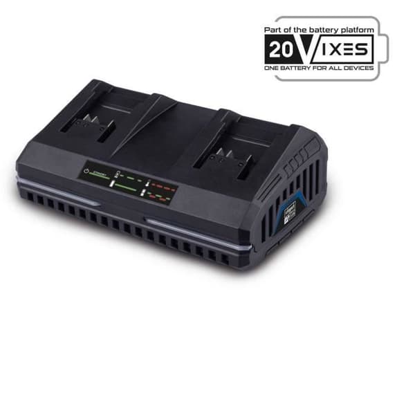 Dubbel laddare - SCHEPPACH - 2,4 A - SDBC2,4A - Laddar två Li-ion-batterier från Scheppach 20V IXES-serien samtidigt