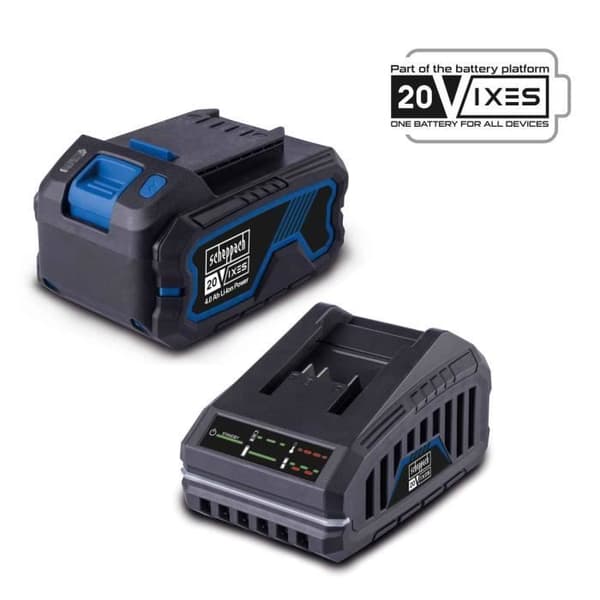 4,0 Ah 20 V batteri + laddare - universalbatteri för SCHEPPACH 20 V IXES-serien