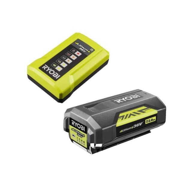 1 litiumbatteri + 36V - 2,0 Ah og 1 standardoplader 1,7 A Ryobi Maxpower