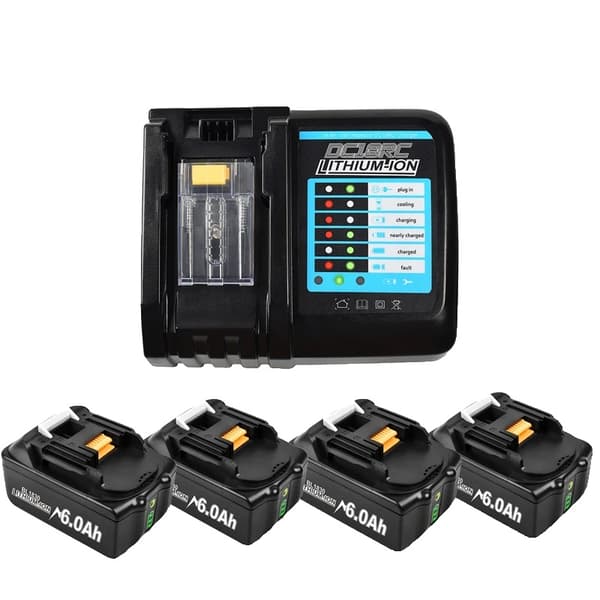 Uppladdningsbart 18V-batteri, alternativ på 9,0Ah, inkluderar 6A-laddare,4 6Ah 3A Laddare