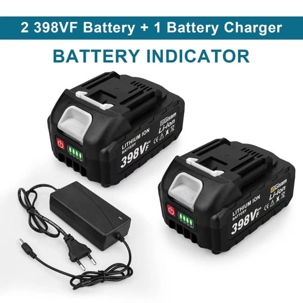 Gisam Litiumjonbatteri, 15000mAh kapacitet, inkluderar laddare,2x398VF - 1xLaddare