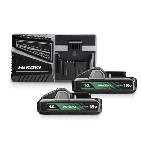 Pack med 2 batterier 4.0Ah kompakt och 1 laddare HIKOKI – 2 BSL1840M / 1 UC18YFSL