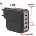 Miniatyrbild 3 av 5: Laddare Sektor GaN 100W med 3x USB-C + USB Snabbladdning Kompakt Swissten Svart