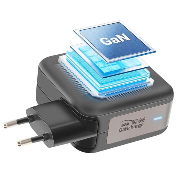 Laddare Sektor GaN 100W med 3x USB-C + USB Snabbladdning Kompakt Swissten Svart