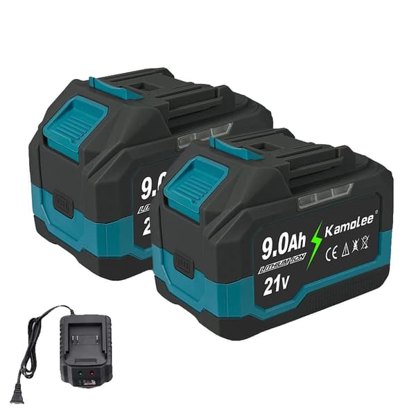 Batteri för elverktyg, 9,0Ah kapacitet, laddare ingår, kompatibel med olika verktyg,EU, 2x9.0Ah Batteri B