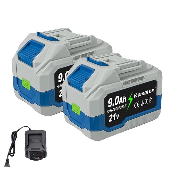 Batteri för elverktyg, 9,0Ah kapacitet, laddare ingår, kompatibel med olika verktyg,EU, 2x9.0Ah Batteri