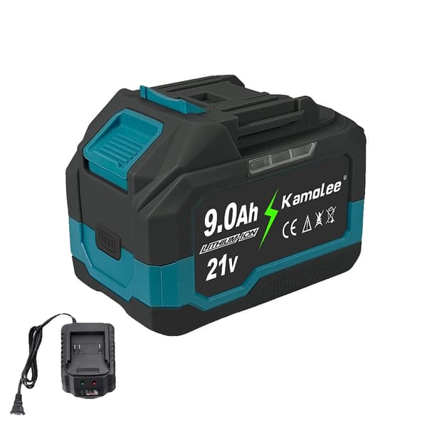 Batteri til elværktøj, 9,0Ah kapacitet, batterioplader inkluderet, kompatibel med forskellige værktøjer,EU, 1x9.0Ah Batteri B