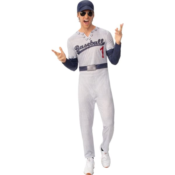 Bristol Novelty Unisex Adult Baseball Superstar Costume Grey/Blue XL
