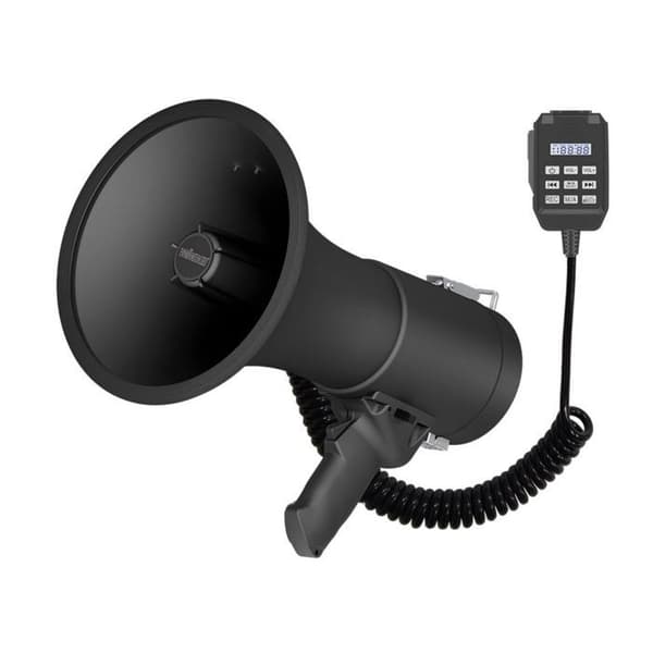 Velleman 50 W kraftig megafon med integrert sirene, talefunksjon, 700 sekunders opptak, volumkontroll, Bluetooth