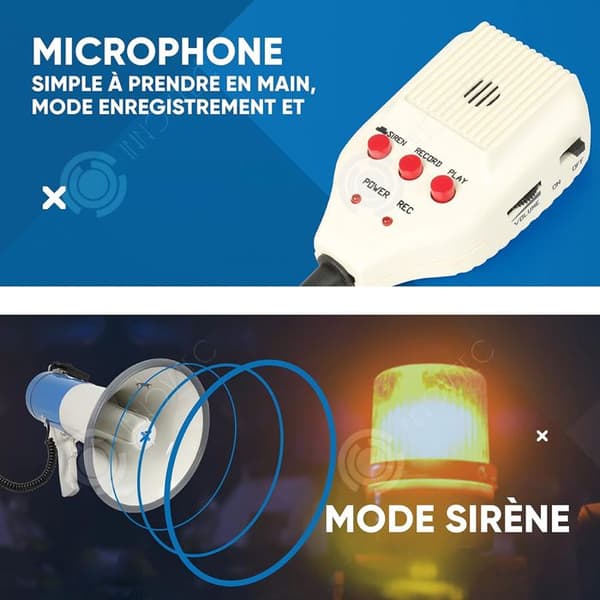 INN Professionell megafon 50w 1000m blå mp3 megafon för evenemang och sportmatcher siren megafon röstförstärkare