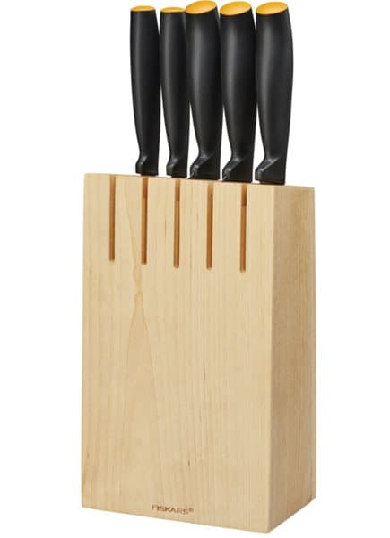 Fiskars Functional Form Wood Block, inkl 5 Knivar