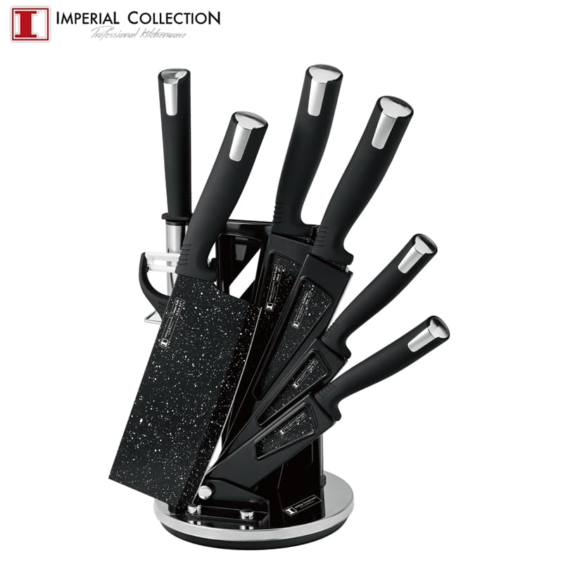 Imperial Collection Professionellt knivset i 7 delar med knivställ, Svart