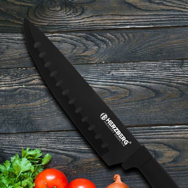 Knivsett med Roterende Stativ, 8 Deler - Svart