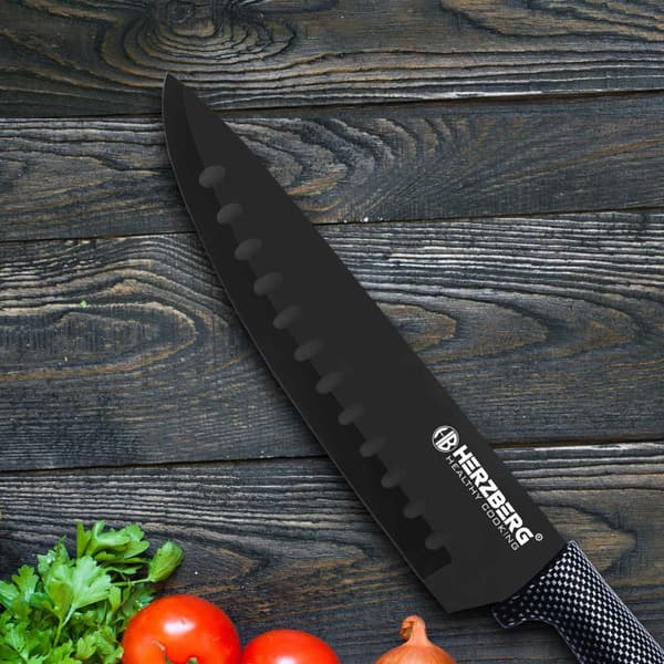 Knivsett med Roterende Stativ, 8 Deler - Karbon